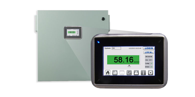 A photo of the control panel used to control and operate the TrojanUVSwiftSC drinking water disinfection system